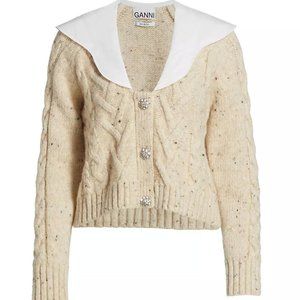 Ganni Poplin Collar Cardigan NWOT